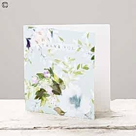 Thank You Watercolour Flowers Greetings Card