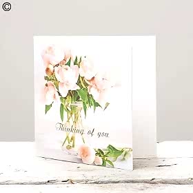 Pink Peony Thinking of You Greetings Card
